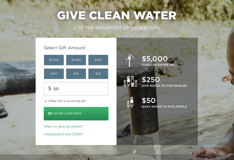 Paramètres de transmission de Generosity.org