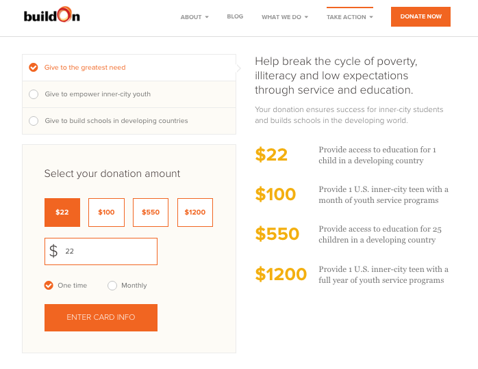 buildOn passe à travers les paramètres