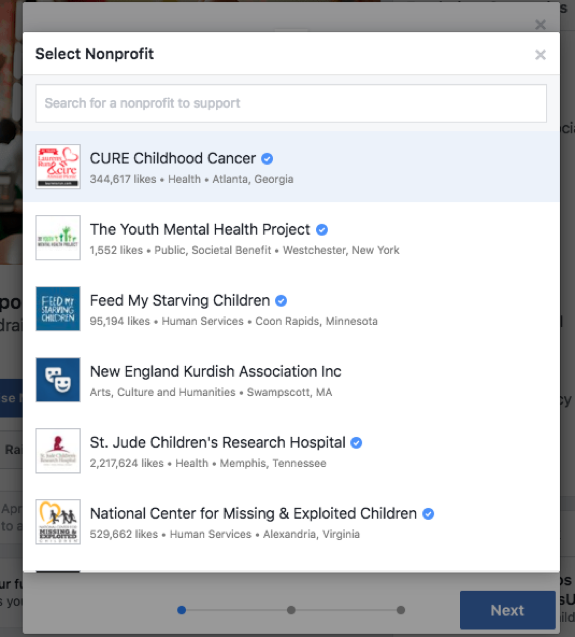 募金する非営利団体のリスト