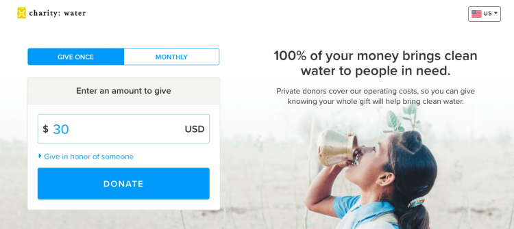 pagina di donazione sui social media