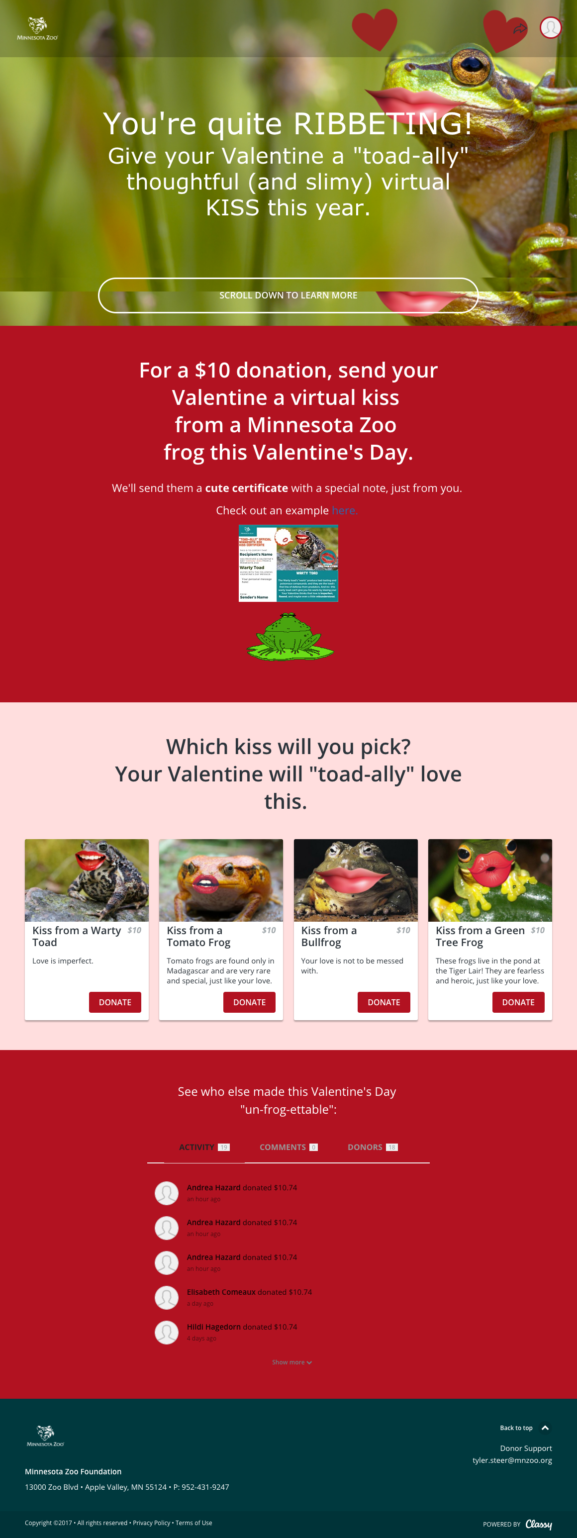 Campaña de recaudación de fondos del zoológico de Minnesota