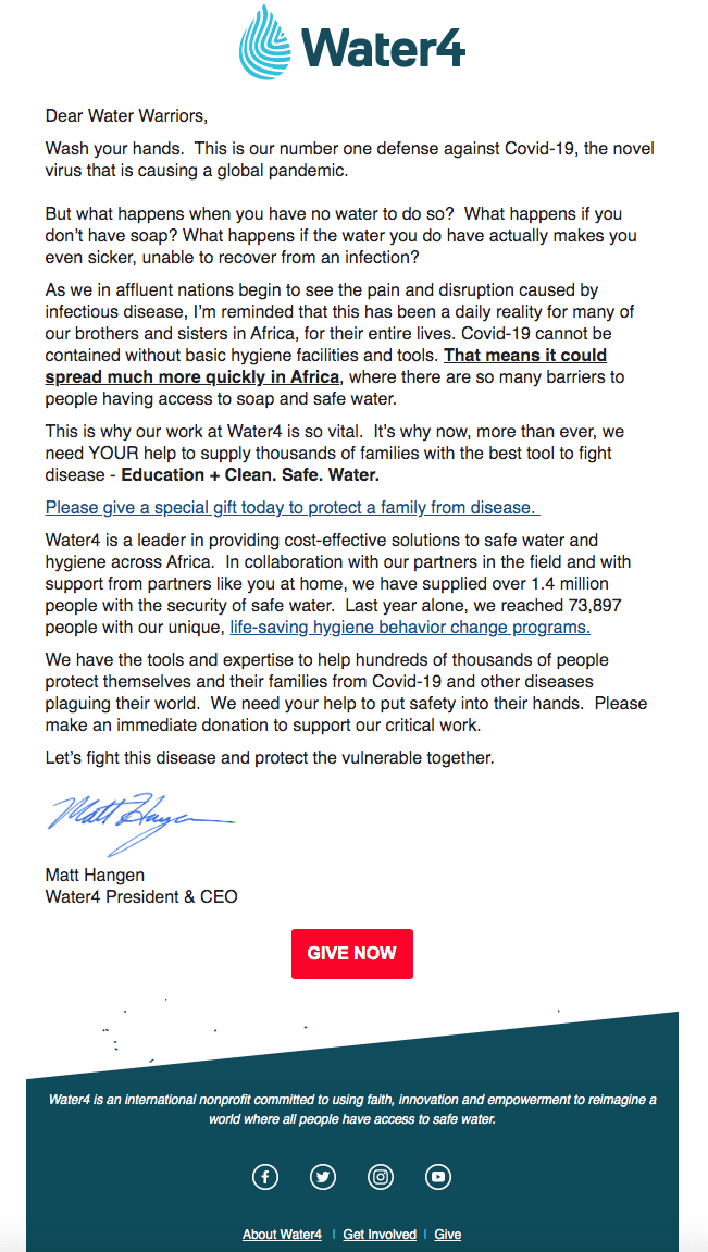 Water 4 marketing prin e-mail în timpul unei pandemii
