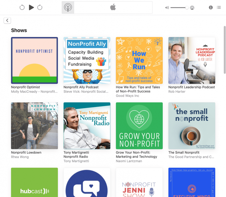 podcast sem fins lucrativos no aplicativo