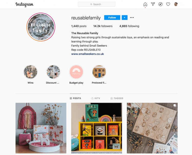 可重複使用的家庭 Instagram