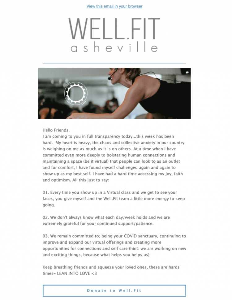 مثال على البريد الإلكتروني من استوديو تجريب