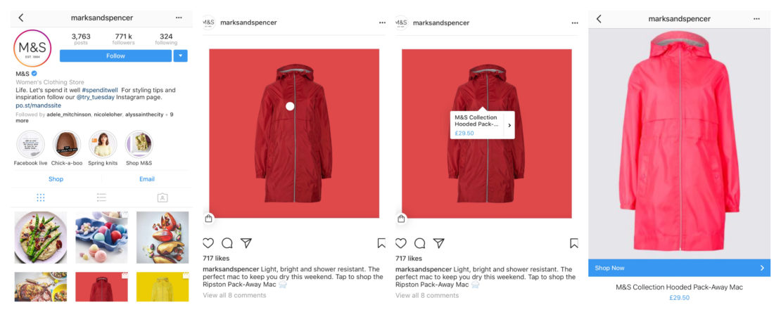 Beste Social-Media-Plattformen für E-Commerce: Instagram-E-Commerce-Beispiel von M&S