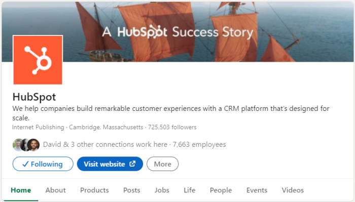 Hubspot LinkedIn-Profil