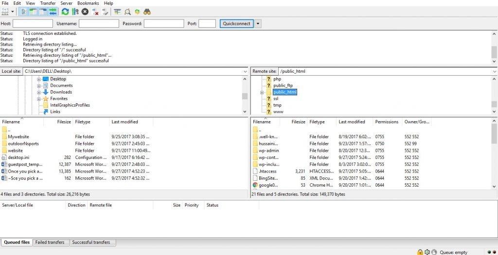 サーバーのルートにテキストファイルをアップロードします