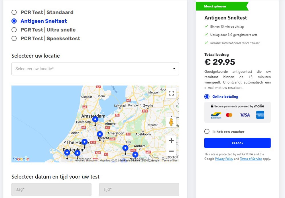 spoedtestcorona登録