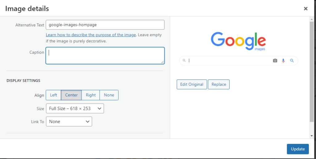 image optimization screenshot