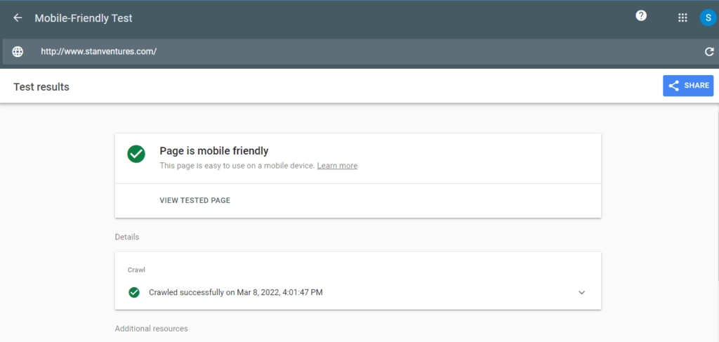 test de compatibilitate cu dispozitivele mobile pe google