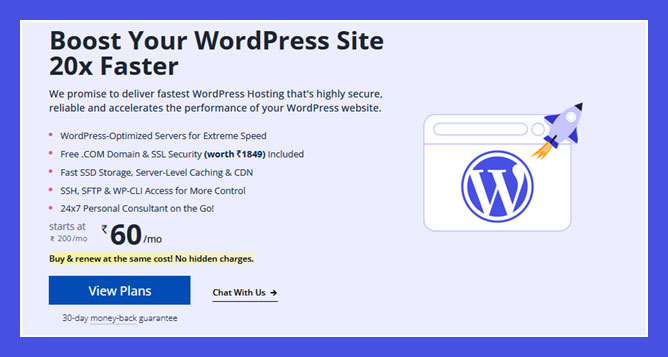 Plan d'hébergement MilesWeb-WordPress