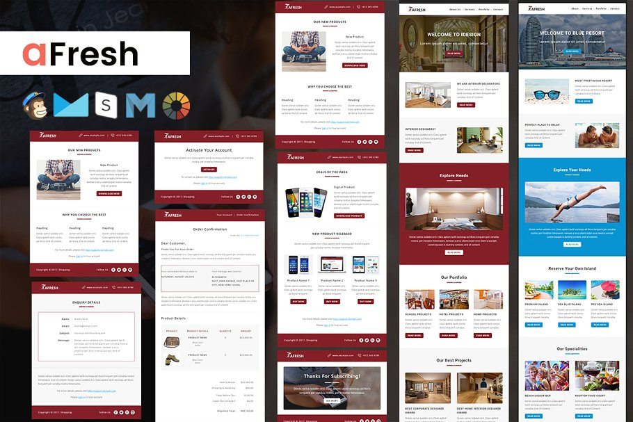 Șabloane de e-mail multifuncționale proaspete