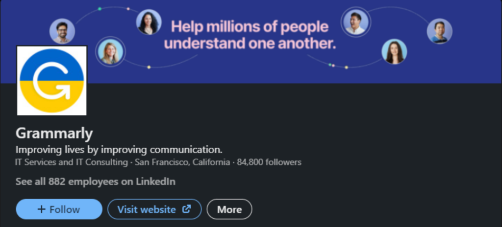 GrammarlyLinkedInの例