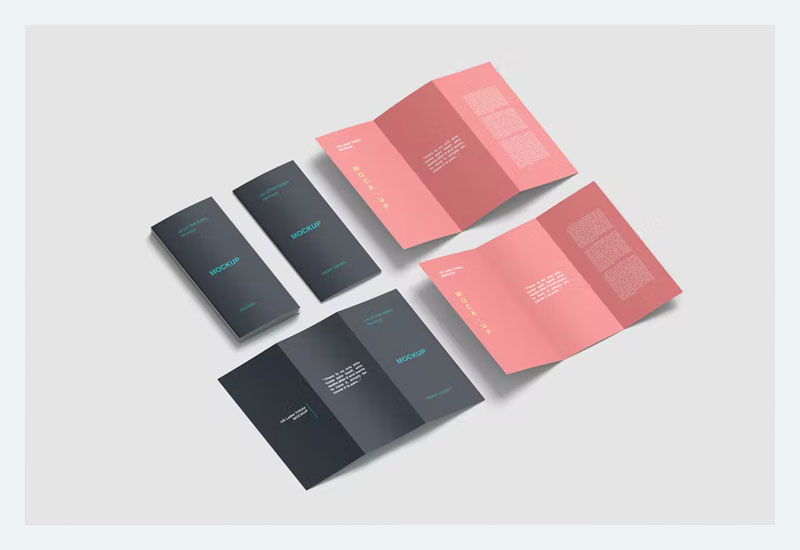 等距美国字母三折小册子样机集