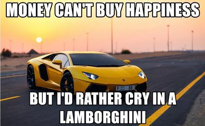 pleurer dans un mème lambo