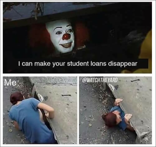 mème de gouttière de prêt étudiant