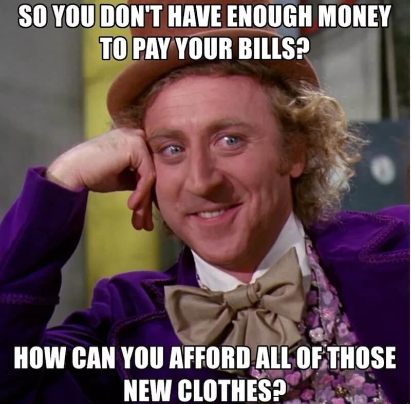 payez vos factures willy wonka meme