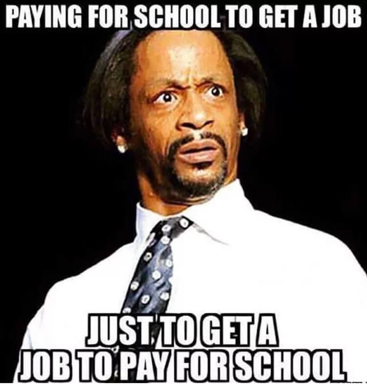 obtenir un emploi pour payer le mème de l'école
