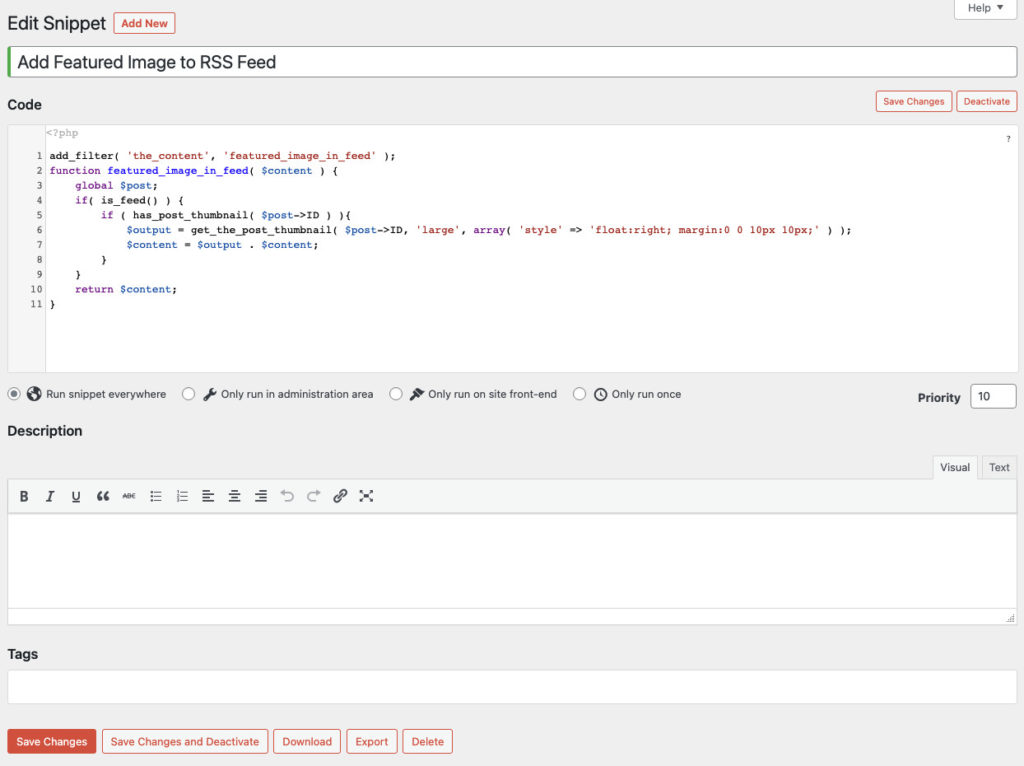 Codice WP- Campagna RSS Mailerlite