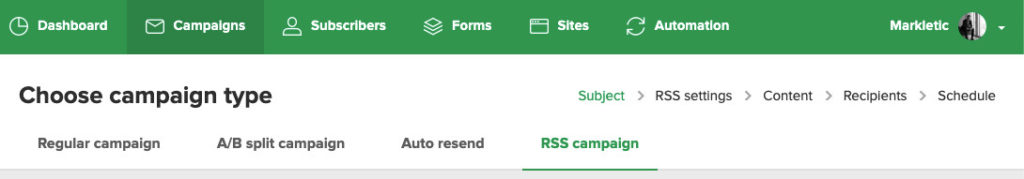 campagna RSS - Campagna RSS Mailerlite