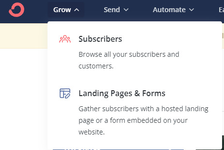 ランディングページとフォームページ-ConvertKit