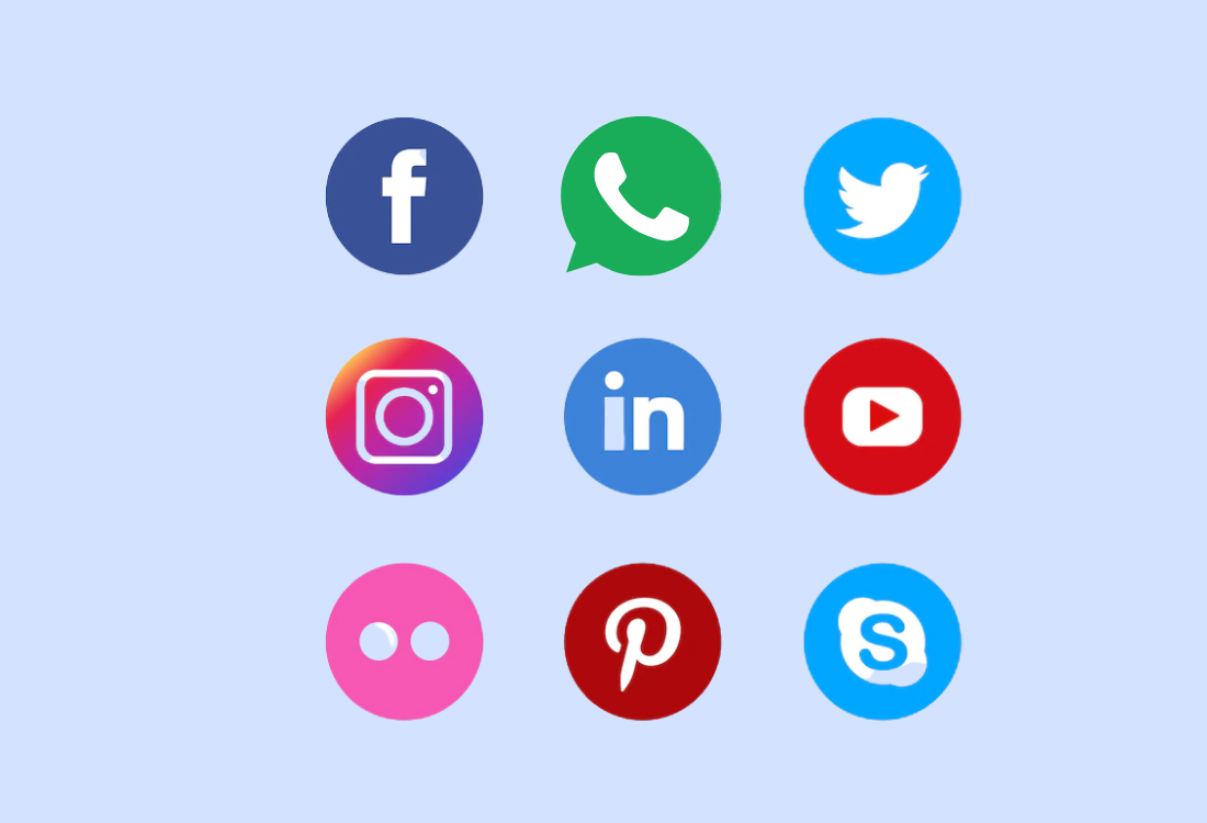 Symbole für beliebte Social-Media-Plattformen