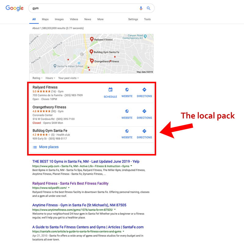 Локальный пакет – это один из способов отображения местных компаний в результатах поиска. Это нужно понимать, если вы хотите знать, как делать локальное SEO.