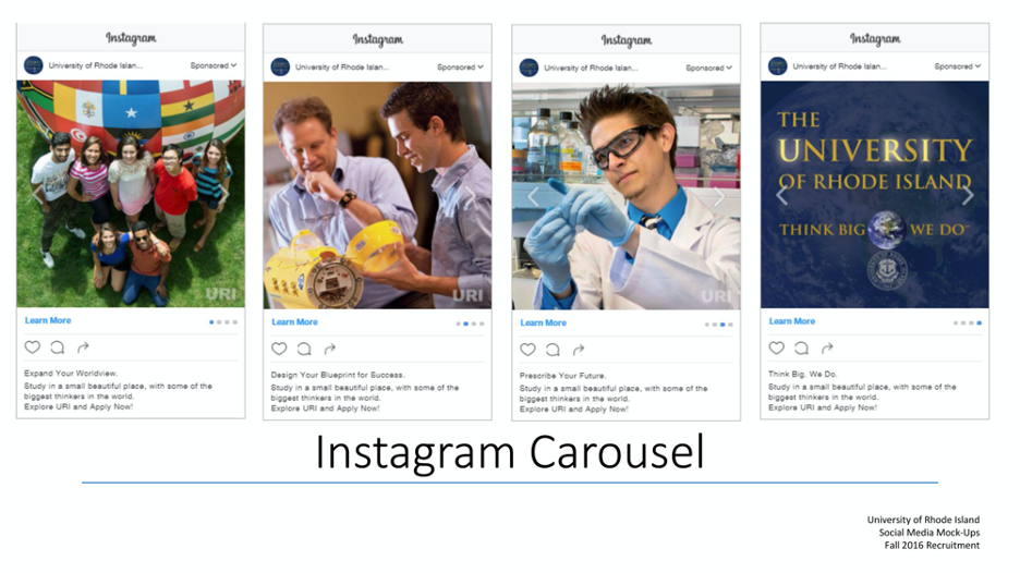 Пример карусельной рекламы высшего образования в Instagram