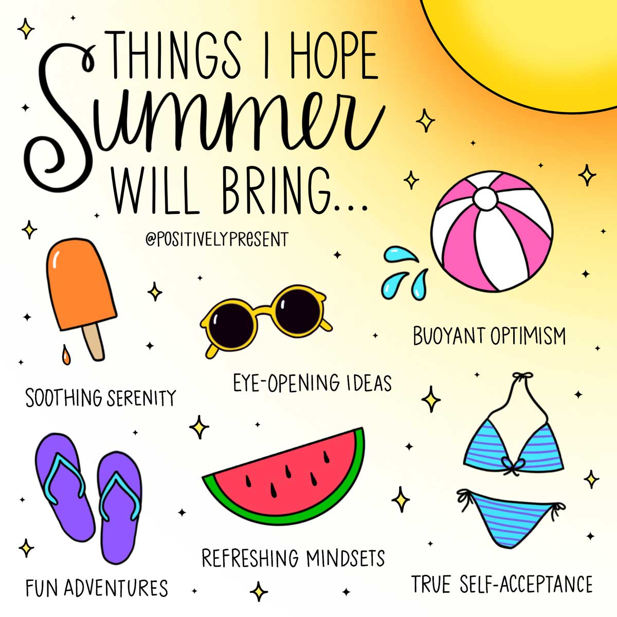 夏がもたらすもののかわいい絵。