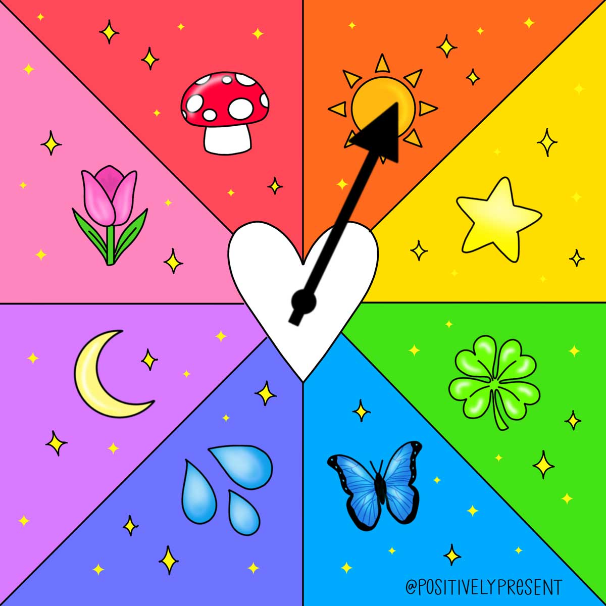 暑い夏の太陽を指す季節の虹色の糸車。