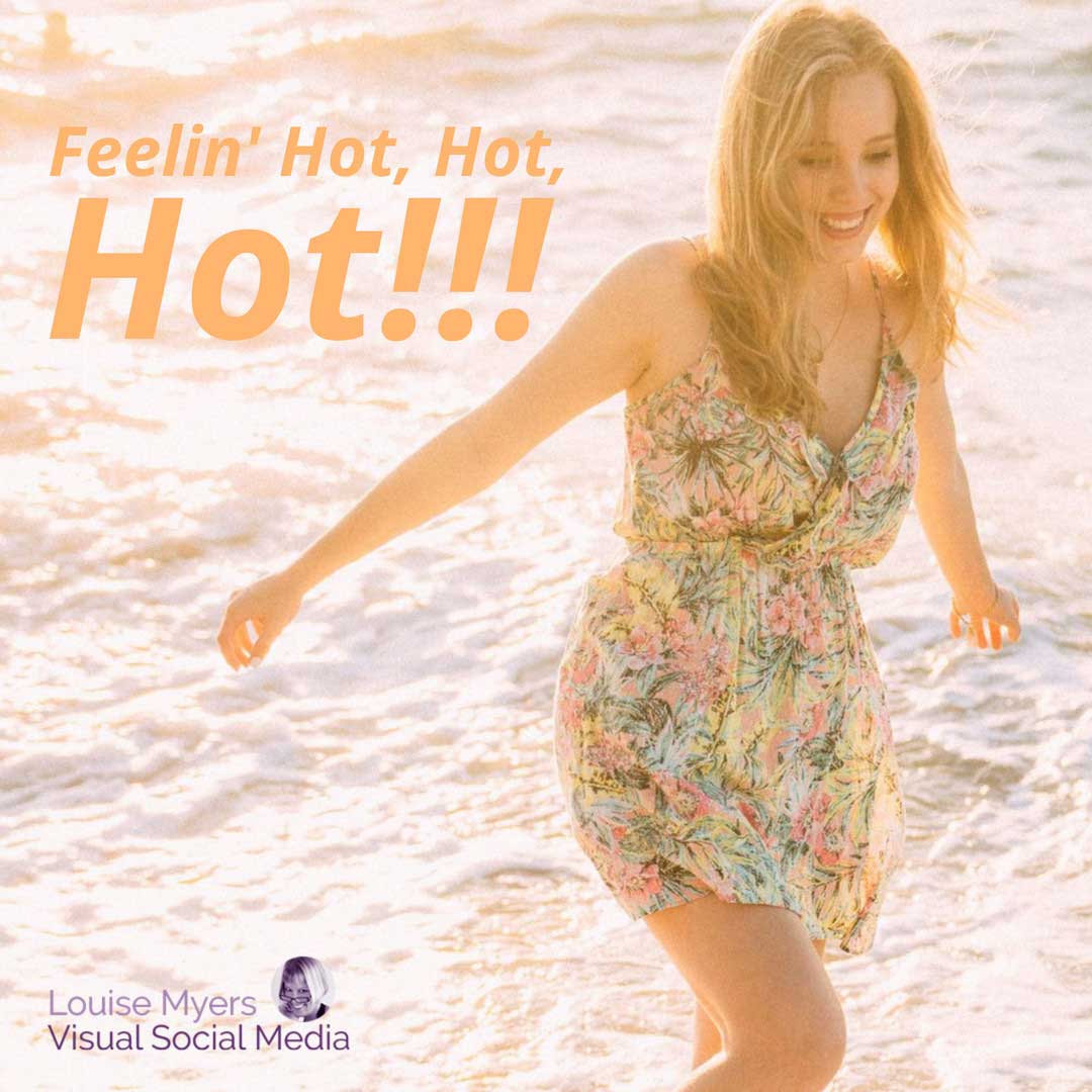 水の端に飛び散る女性は、暑い暑い暑い感じと言います。