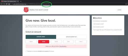 ตัวอย่างพารามิเตอร์ pass-through บนหน้าแคมเปญ