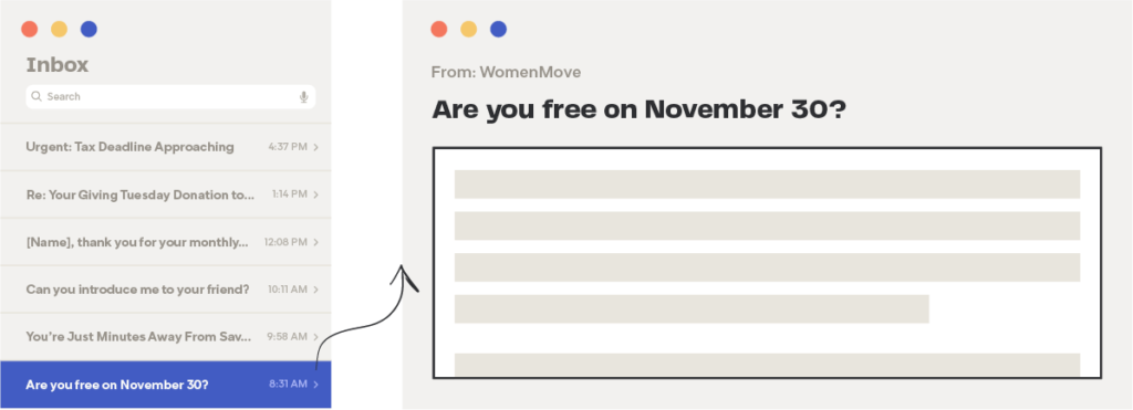 Предоставление строки темы электронного письма во вторник