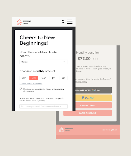 移动友好的捐赠页面