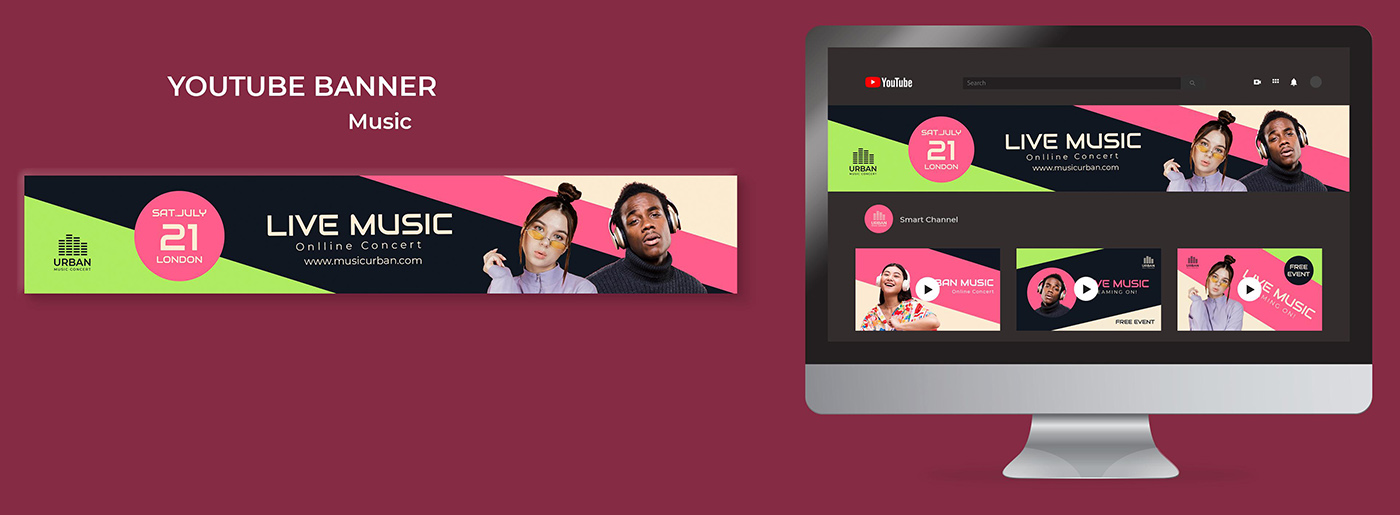 Modello di banner di Youtube