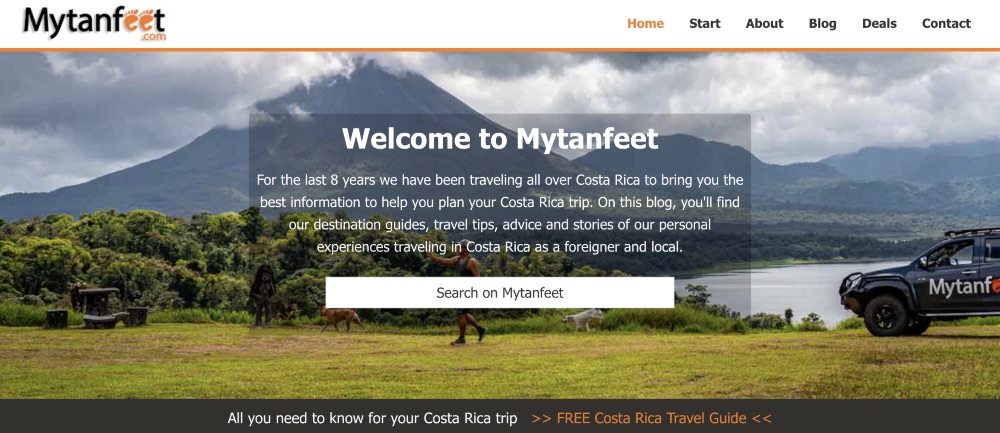 Screenshot der Homepage für den Blog My Tan Feet