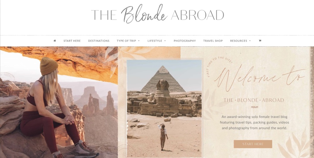 Screenshot der Homepage für den Blog The Blonde Abroad