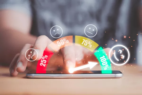 Diagramm zeigt 100% Zufriedenheit