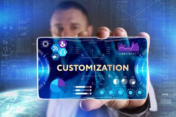 personalização escrita em um display digital