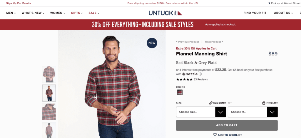 Produto de camisa de flanela UntuckIt - Duplicado