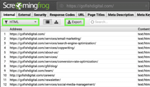 เครื่องมือ Screaming Frog ที่ใช้ตรวจสอบความลึกของการรวบรวมข้อมูล