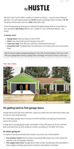 Screenshot dell'e-mail da The Hustle