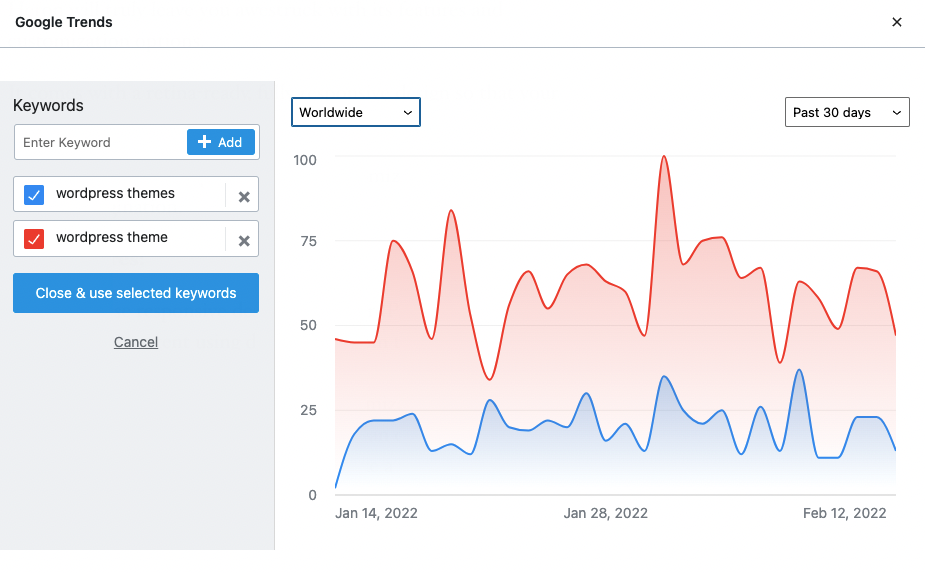 比较 Google 趋势中的焦点关键字