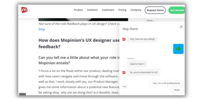 sondaje de feedback conversațional