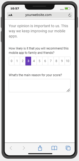Umfrage zum Kundenfeedback von NPS Mobile