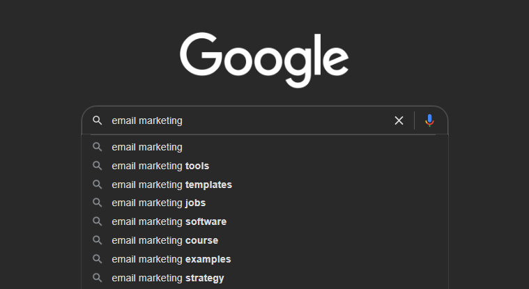 Google Autosuggestion pour le marketing par e-mail