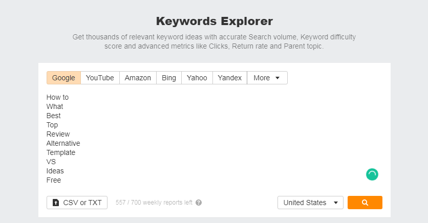 Ajouter des mots de définition dans Ahrefs Keyword Explorer
