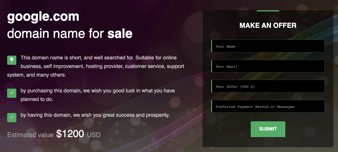 域名销售登陆页面