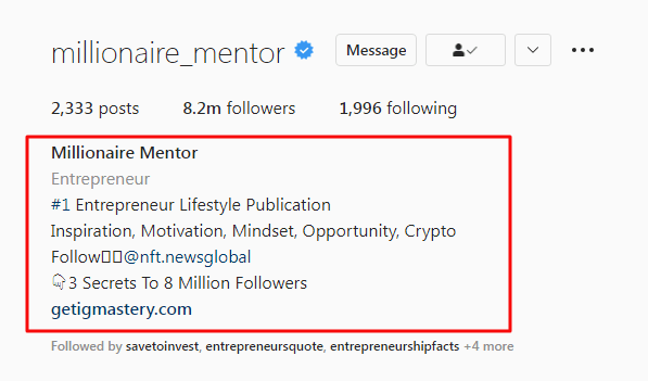 Instagram 简历或关于页面